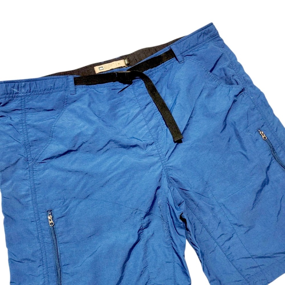 REI Co-op Sahara Hiking Shorts Belted Zip Pockets Blue Mens XL